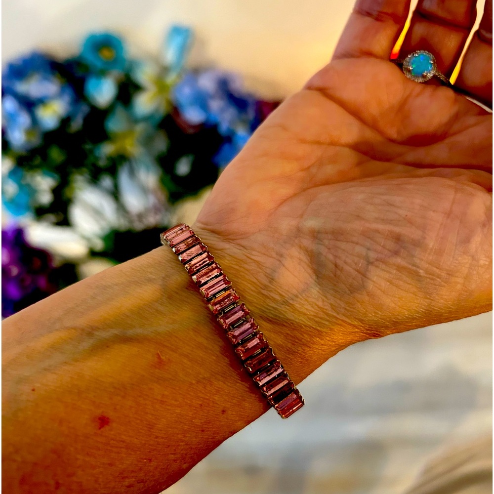Touchstone Jewelry this pink and rhodium, Swarovski crystals new and never worn.
